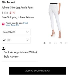 El Tahari Juliet white dress pants size 2 new with